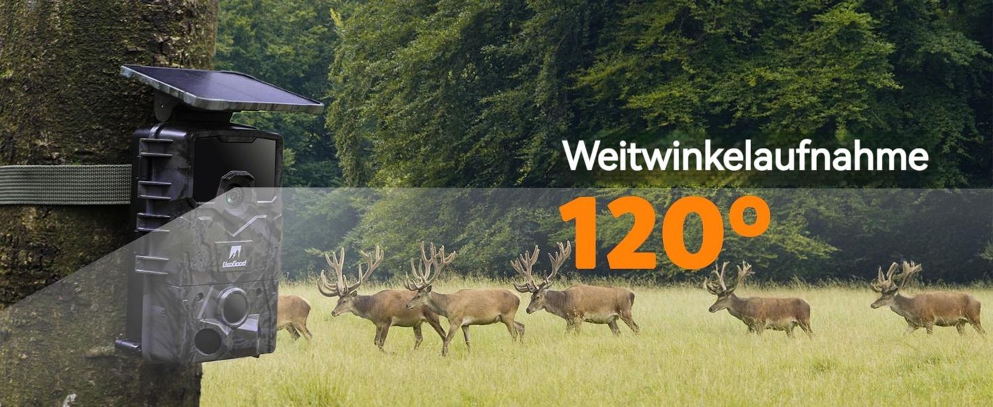 Usogood 4K Solar Wildkamera Bewegungsmelder Jagd 0,2s Nachtsicht Wiederaufladbare