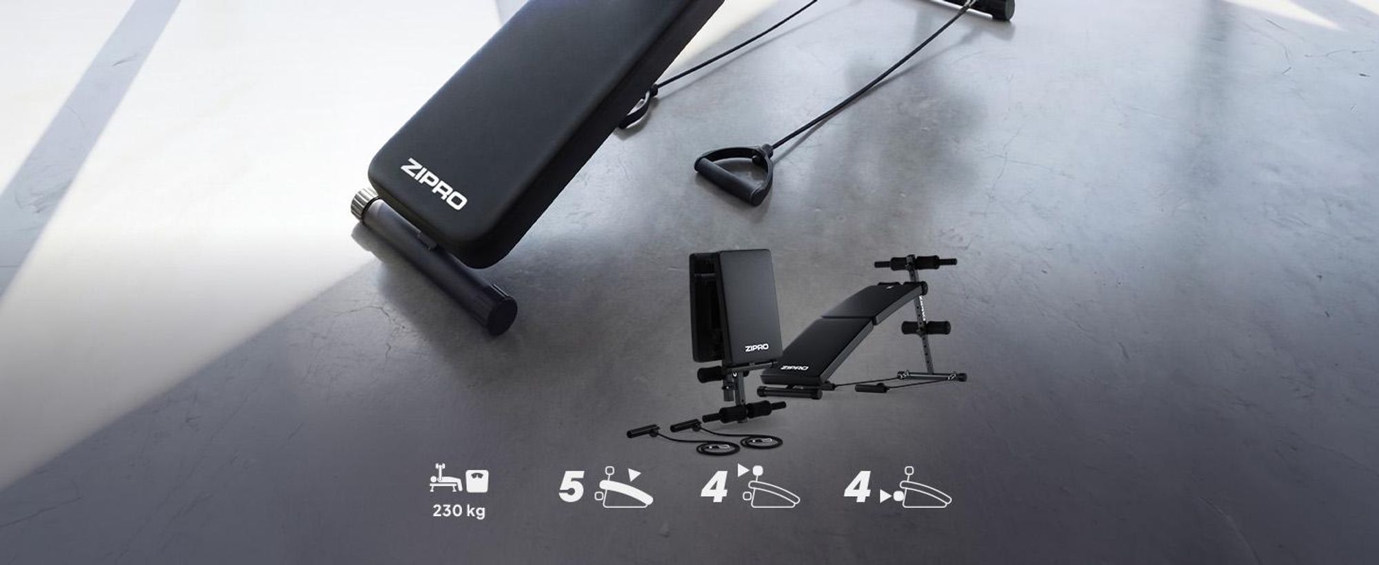 ZIPRO Sixbox Bauchtrainer Hantelbank - Klappbar Negativbank Sit-Up Bank Bauchmuskeltrainer Schrägbank mit Expander Core-Training Fitnessbank