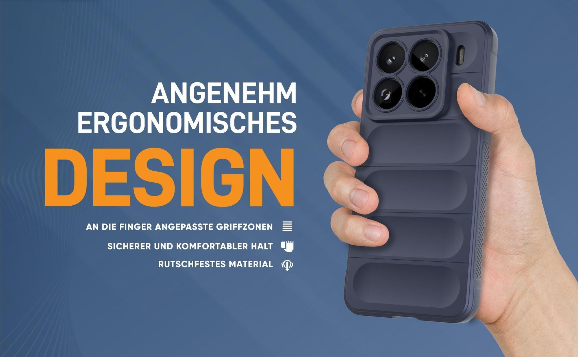 Blaue rutschfeste Hülle für Xiaomi 15 Pro mit weichem Mikrofaser Inlay