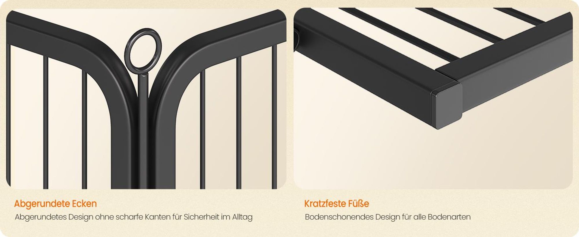 FEANDREA Flexibles Freigehege aus Rostfreiem Metall mit Tür, für Indoor und Outdoor, 170 x 170 x 80 cm, Schwarz