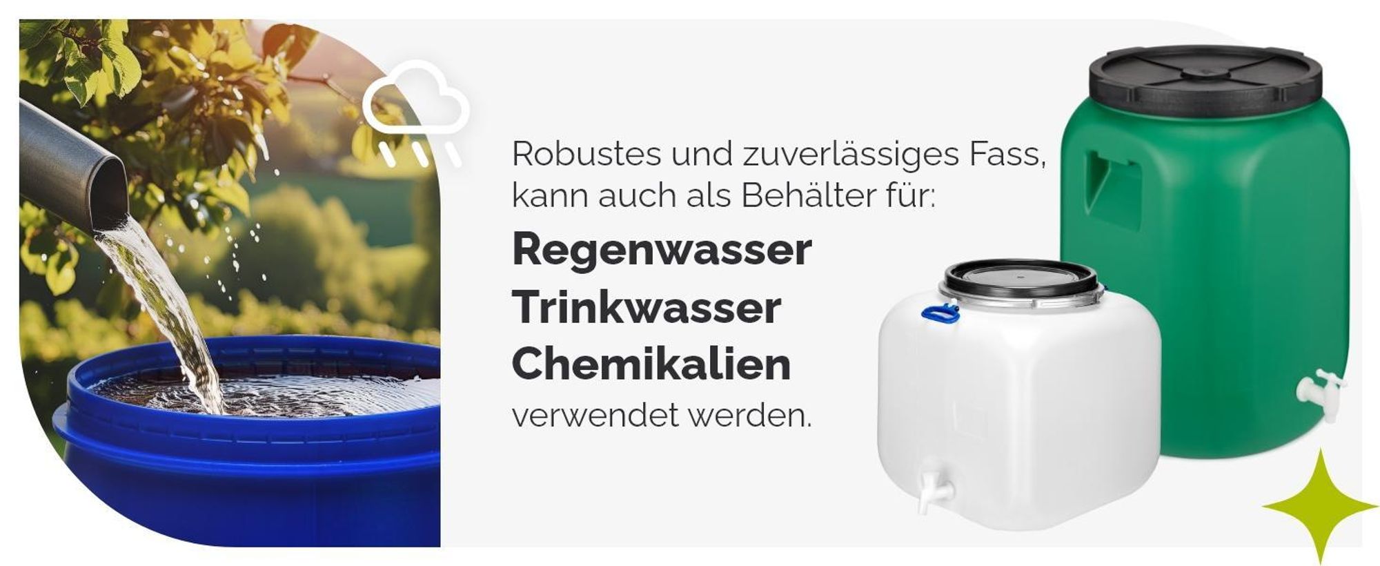 Garronda Wassertank 150 Liter Wasserbehälter mit Deckel Regenwassertank Großbehälter für Haushalt und Gewerbe GD-0098