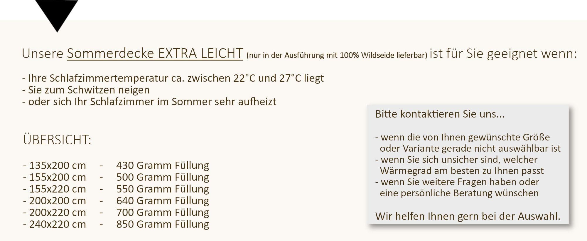 Wildseide Sommerdecke leicht in 135x200 cm 60% Seide und 40% Baumwolle (Bio)