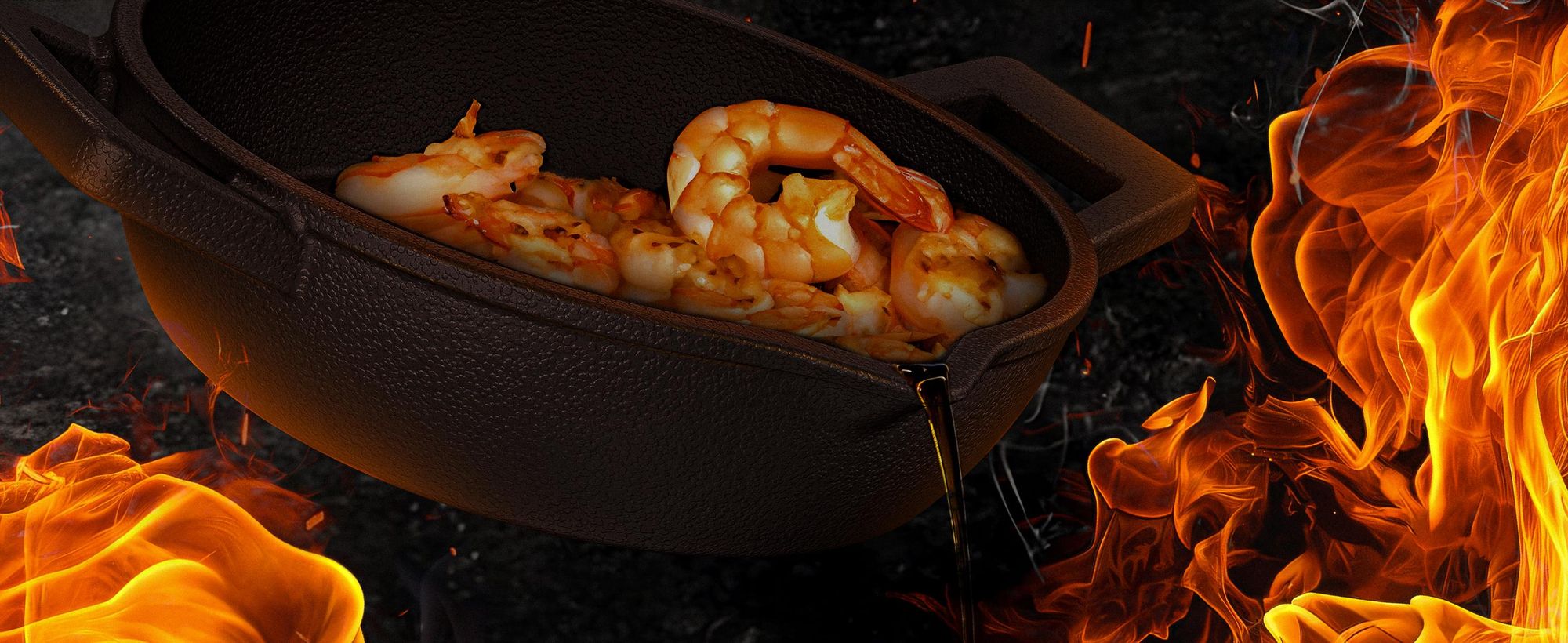 GUSSKÖNIG Gusseisen Grillpfännchen für Grill (2er Set) mit Holz Untersetzer aus Akazienholz - Grillpfannen Set aus Gusseisen