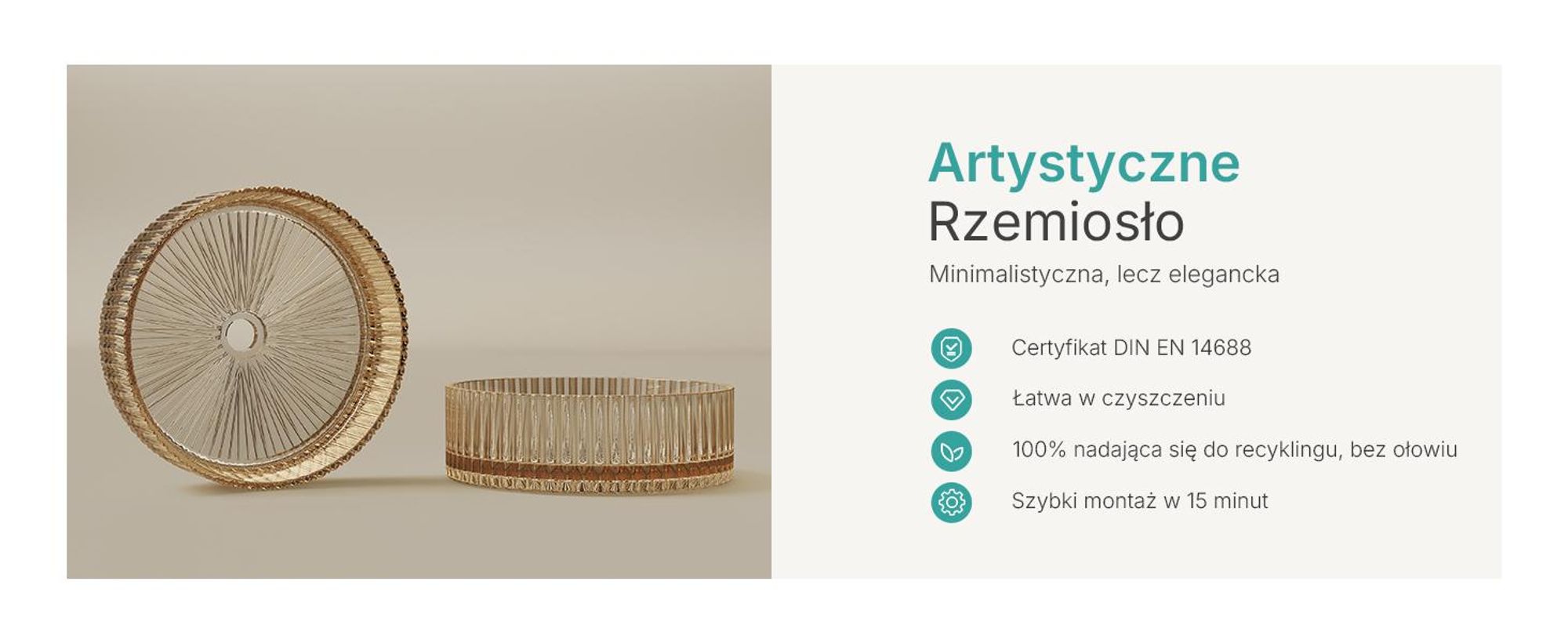 EMKE umywalka nablatowa okrągła 400x400x120mm wykonana z hartowanego szkła kryształowego, galwanizowana w kolorze różowego złota, bez otworu na baterię i przelewu, nowoczesny design