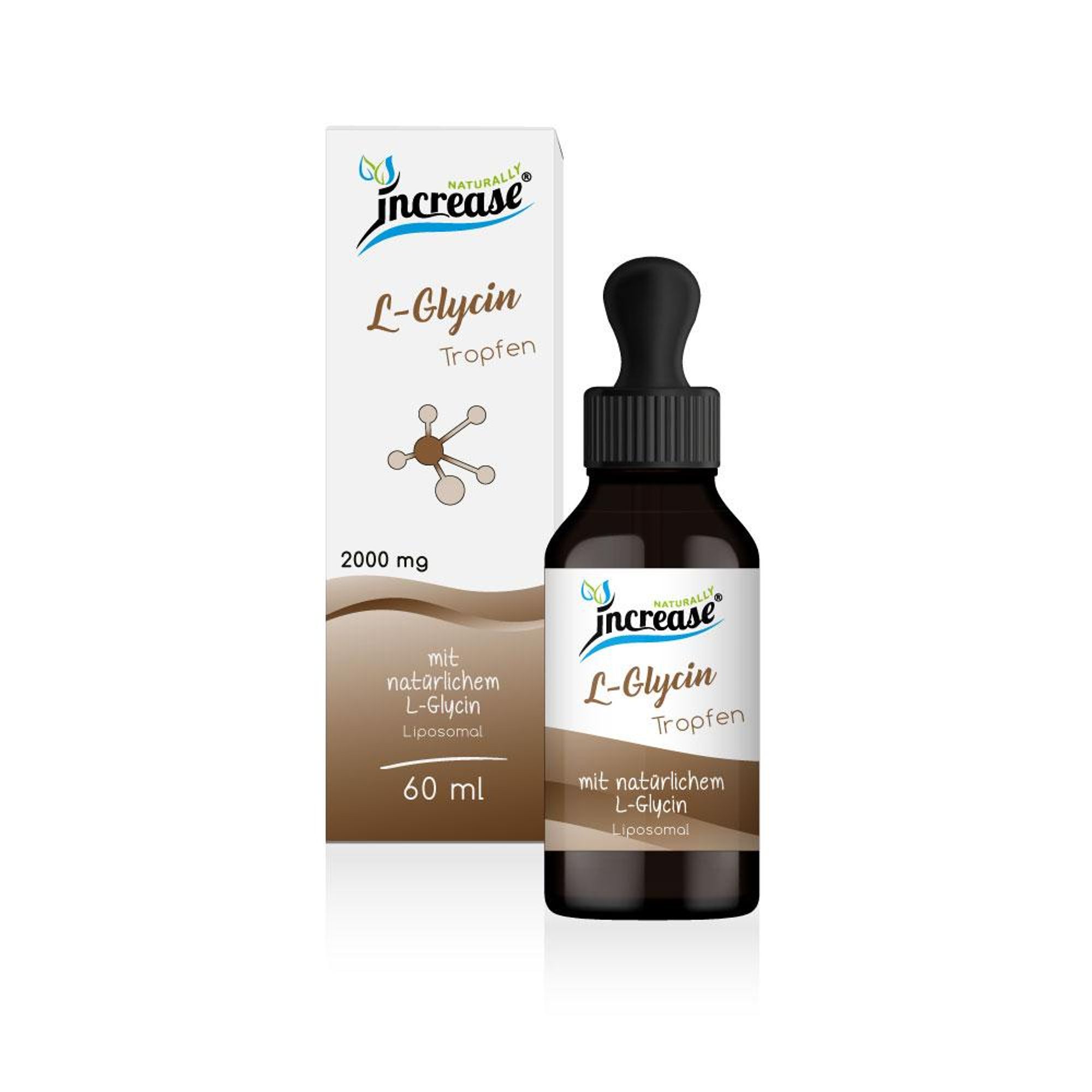 Liposomale L-Glycin Tropfen hochdosiert - (60.000mg L-Glycin pro Packung) 2000mg L-Glycin pro Tagesdosis - MCT Öl - Hohe Bioverfügbarkeit
