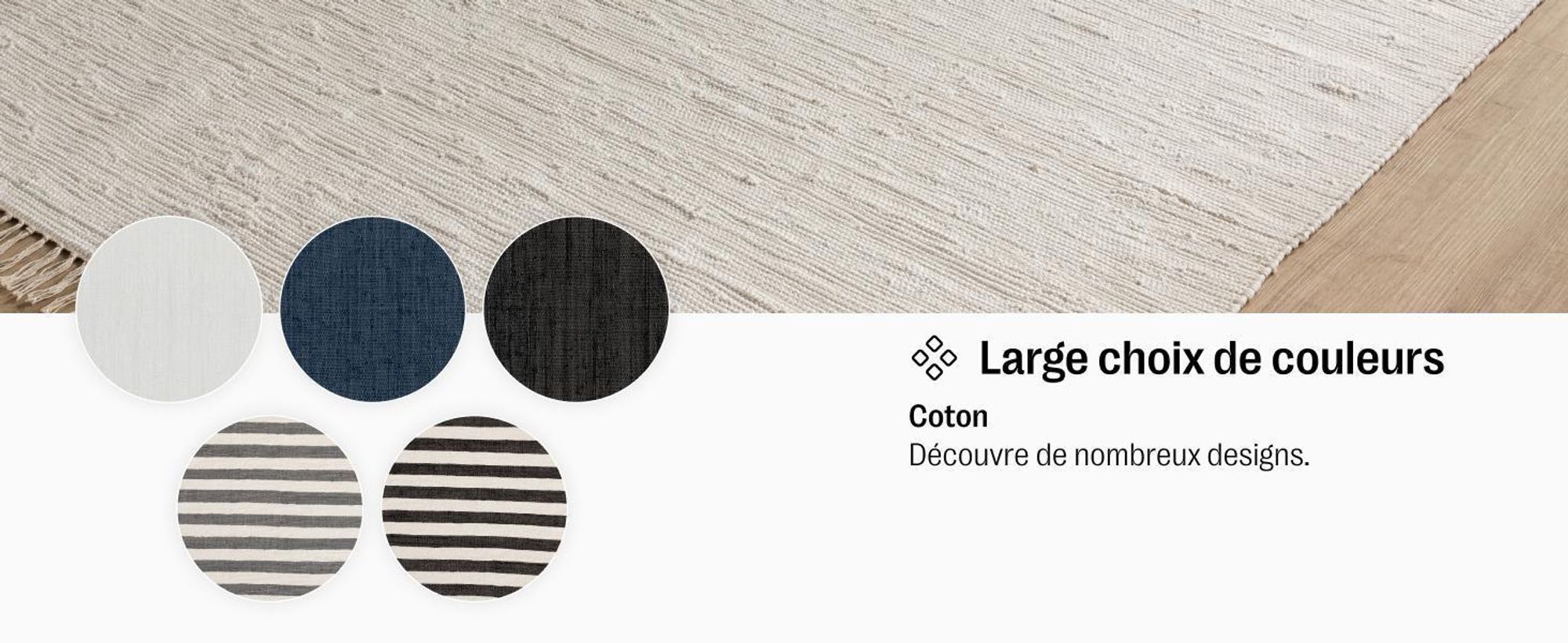 benuta tapis en coton Tom Noir/Blanc 80x250 cm couloir scandinave pour salon à coton rectangulaire