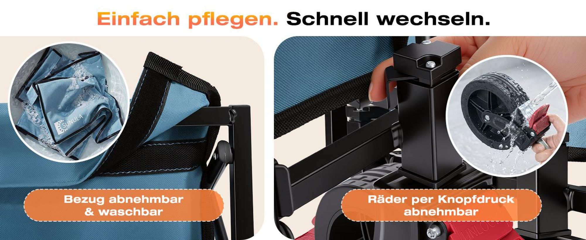 SUNULA Bollerwagen Faltbar mit Erweiterbarer Heckklappe – 80L & 115L Hunde Transportwagen, Blau