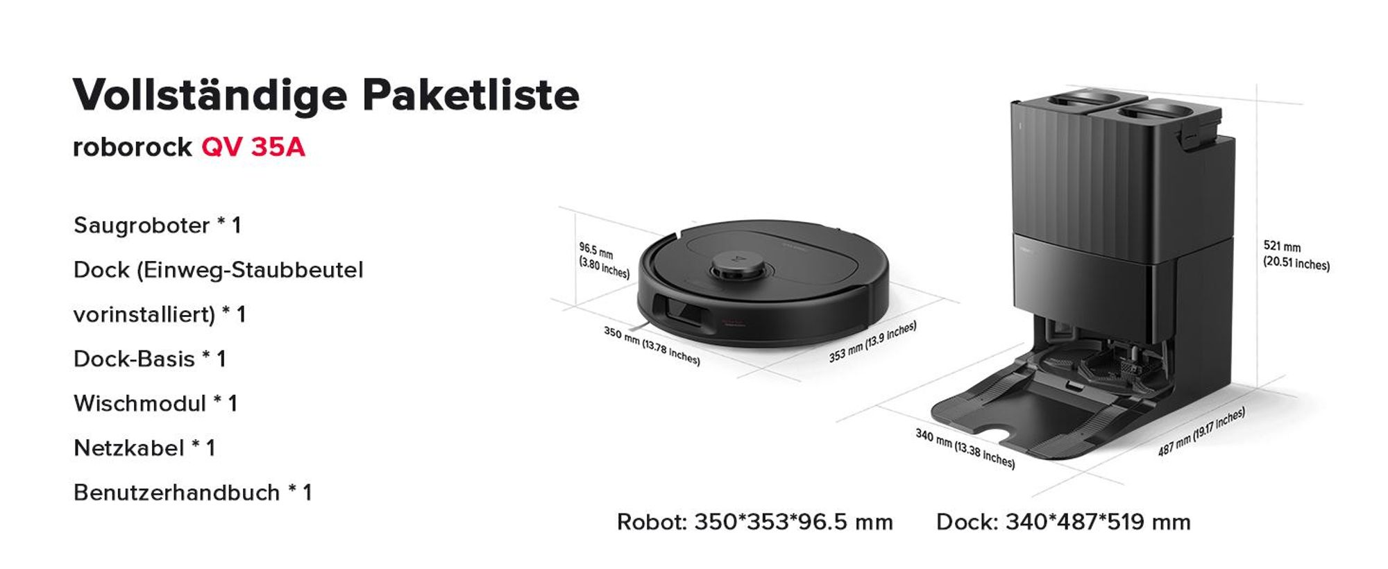 Roborock QV 35A Staubsauger Roboter mit Wischfunktion&Hebarem Wischmopp 8.000pa (Upgrade von Qrevo/Qrevo Plus),Anti-Verfilzungsbürste, All-in-One Dock