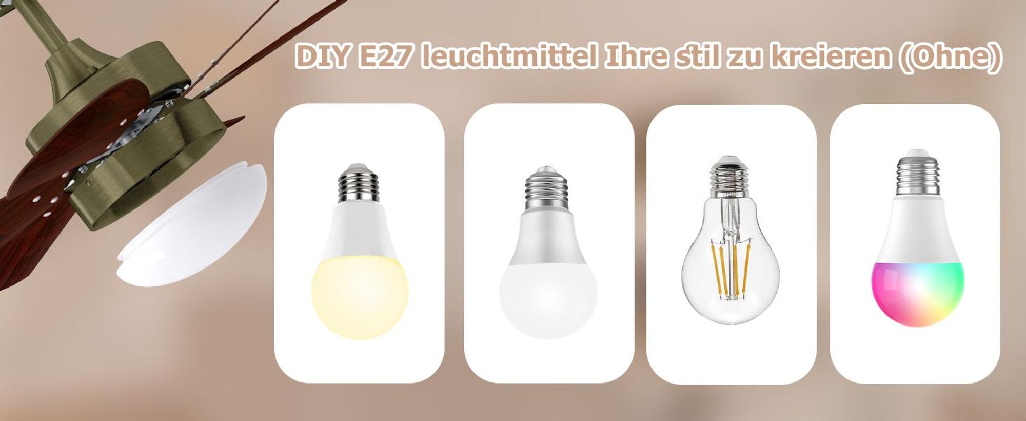 ZMH Deckenventilator Mit Beleuchtung Fernbedienung Leise Deckenlampe Ø75cm 6 Flügeln Ventilator mit Einzelleuchte Deckenleuchte Fan LED-Lichtquelle