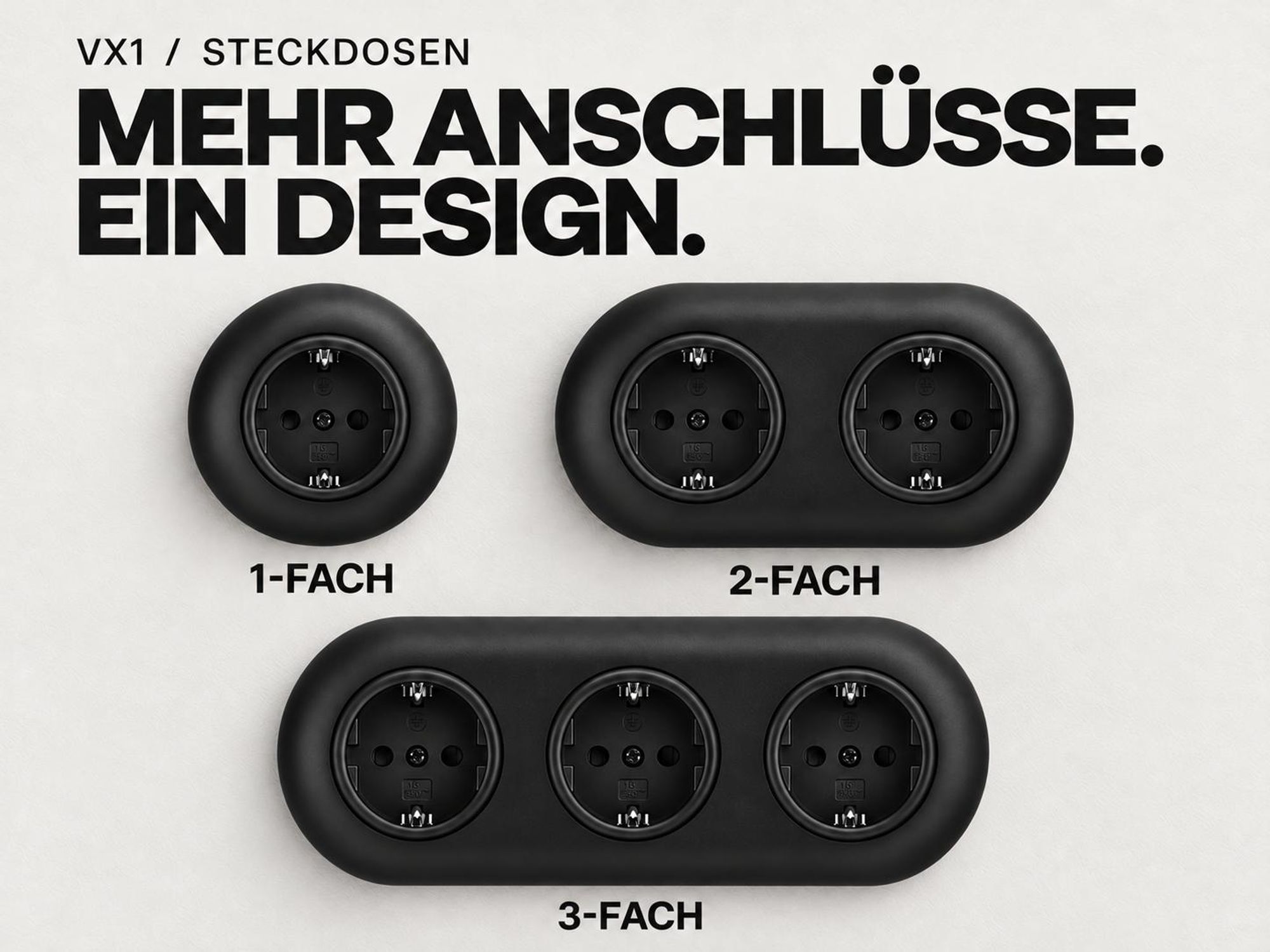 Unterputz Retro Wechselschalter, Steckklemme, All-in-One, Serie VX1 schwarz-matt