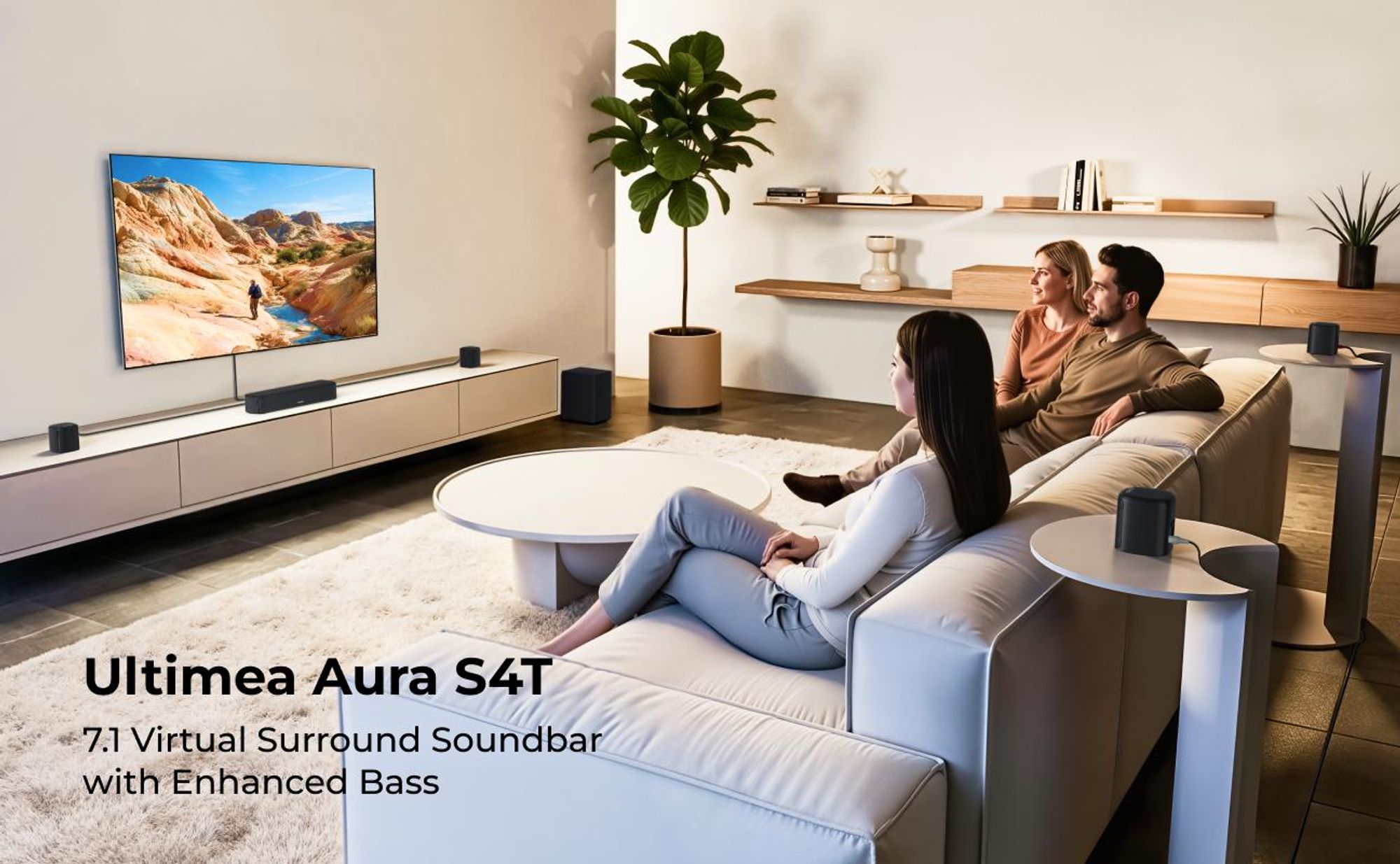 ULTIMEA 7.1ch Soundbar mit Subwoofer für TV, Surround Sound System für Heimkino, 4 Surround Lautsprechern, HDMI ARC, App Steuerung, Aura S4T