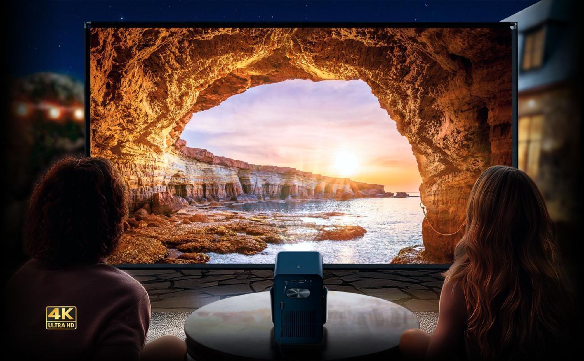Poseidon E40 Projektor, Android TV 11.0 s Netflixem, Dolby Audio projektor, 2000:1, 1920 x 1080 px, držadlo na přenášení, přenosný projektor Native 1080P