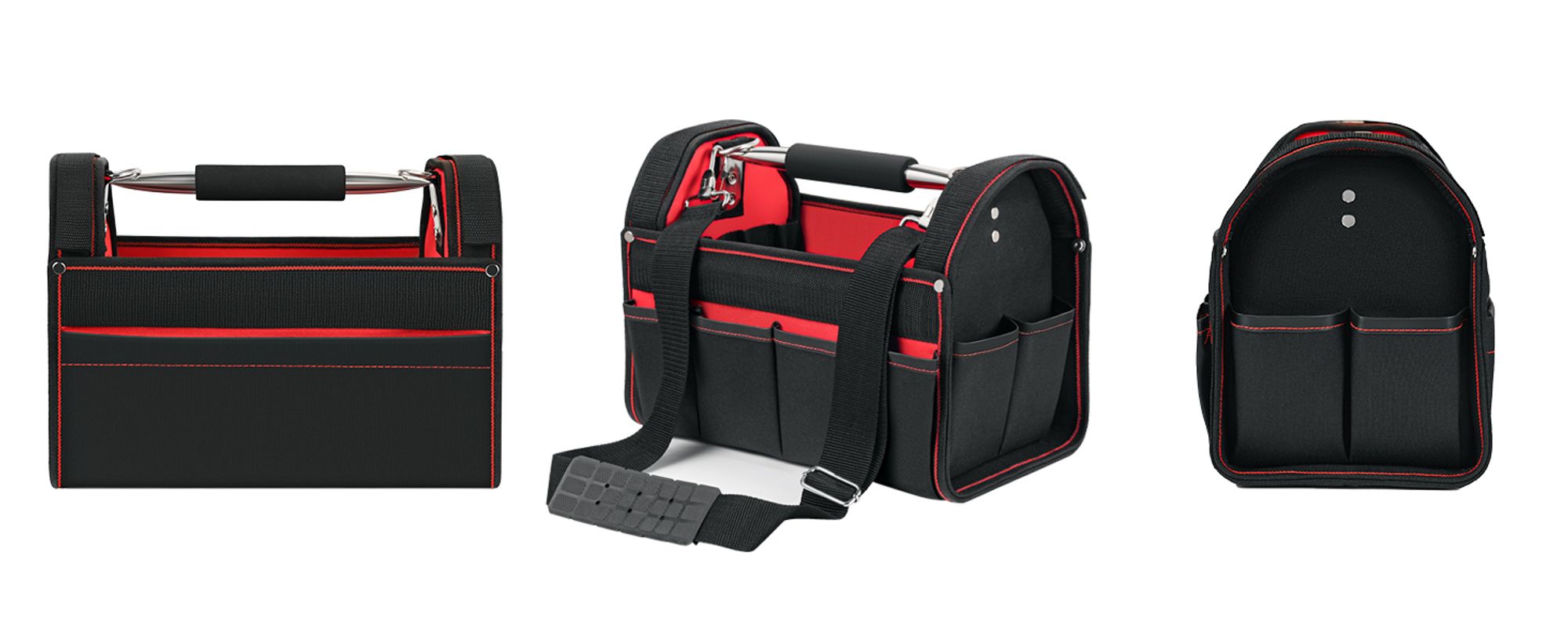 Wiltec Werkzeugtasche Größe XL 44x22x25 cm, Werkzeugbeutel mit verstellbarem Schultergurt und Tragegriff, Innen- und Außenfächer, Aufbewahrungstasche