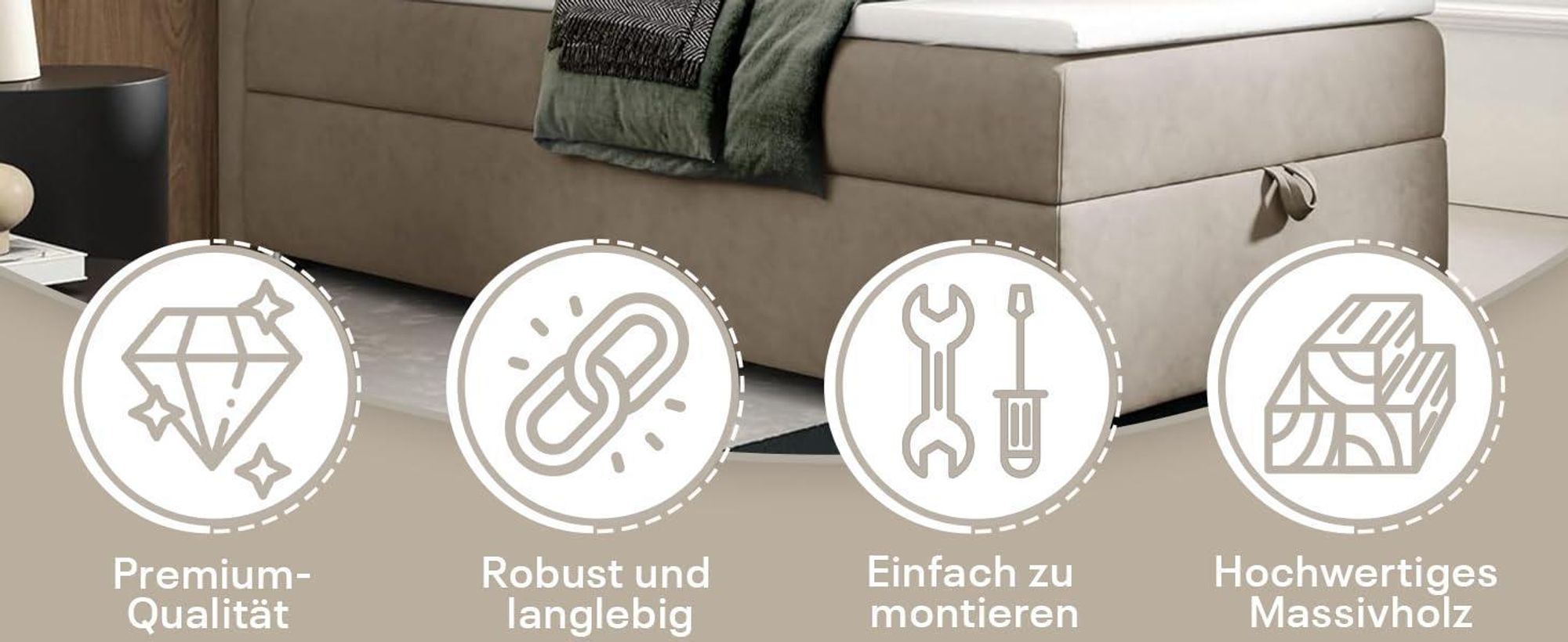 Boxspringbett mit Bettkasten Trinity K-3 SINGLE Bonellfederkern inkl. Topper, mit Lieferung