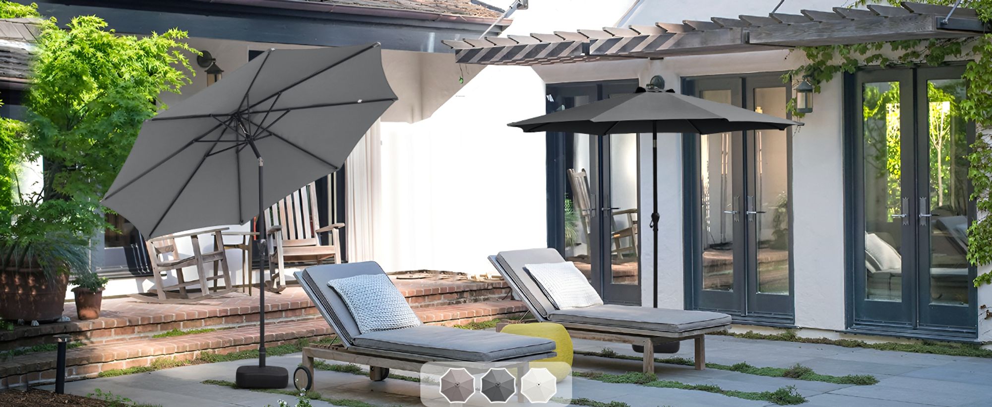 Sekey Alu Sonnenschirm 300 cm Rund Knickbar mit Kurbel Windfest und Neigbar UV 50 Schutz für Balkon und Garten, Grau