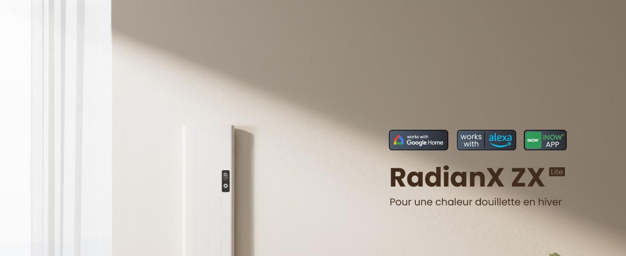 EMKE® Chauffage électrique 1000W Ecran LCD Blanc Convecteur électrique 1600x362x60mm WiFi + Alexa/Google Home, Montage mural Radiateur électrique pour pièce de 9m