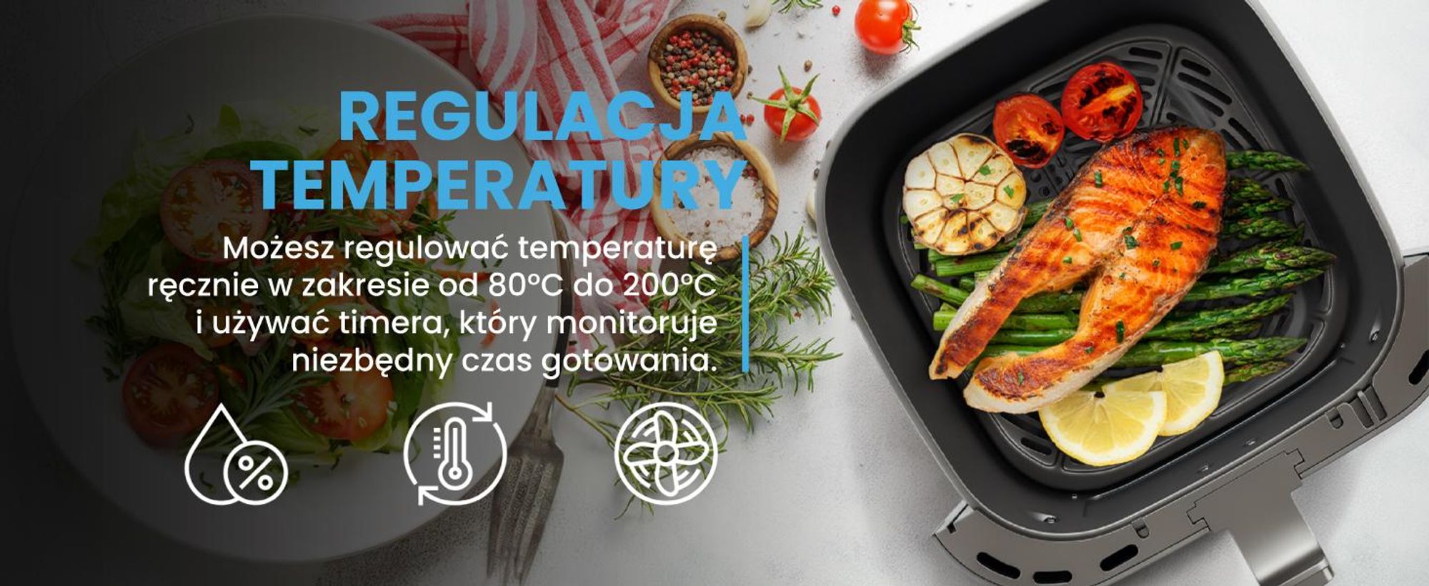 Frytkownica Beztłuszczowa Duża Okienko Frytownica Tacki AirFryer2000W-8LB