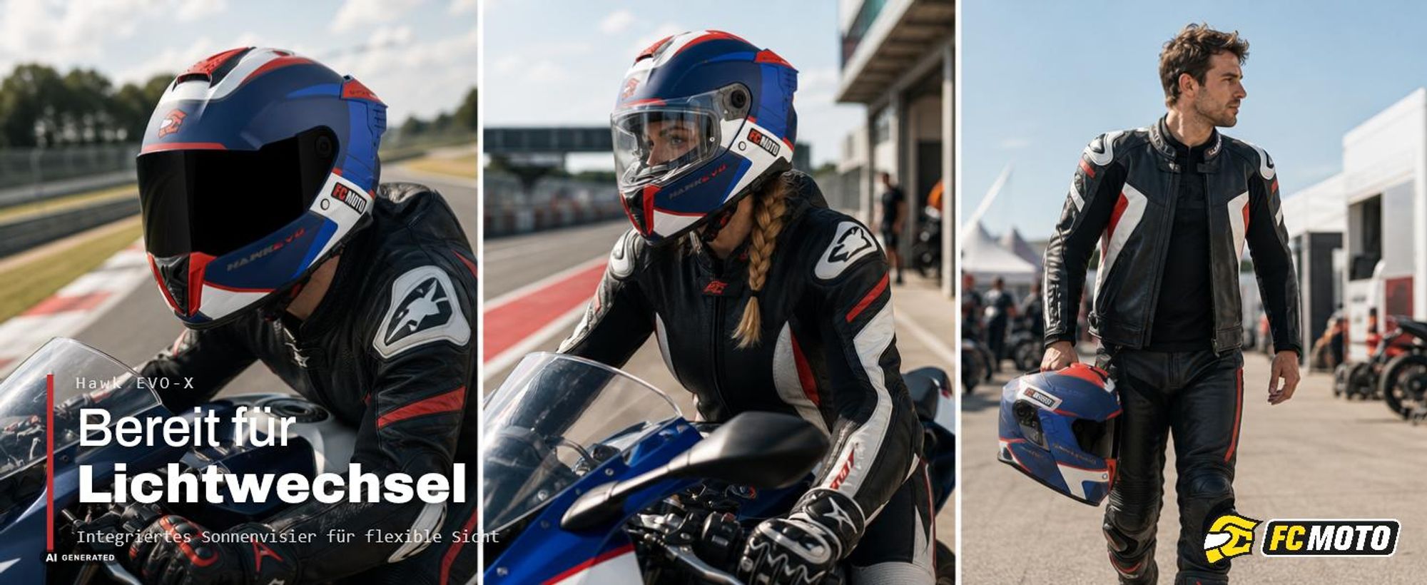 FC-Moto Hawk EVO-X Helm, schwarz matt/grün/weiß, L
