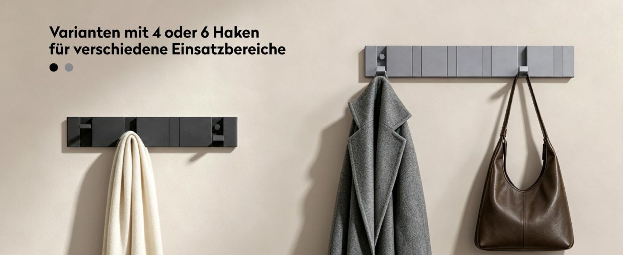 doporro Garderobenhaken Wand Moderne Wandgarderoben aus Aluminium Garderobenleiste klappbar kleiderhaken mit 4 Beweglichen Haken Wandhaken Grau
