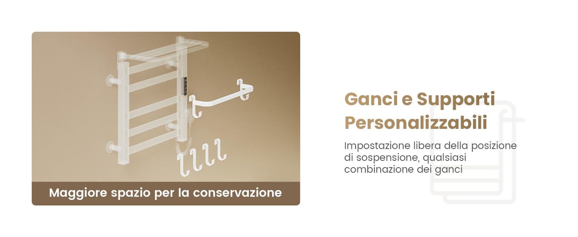 EMKE Scaldasalviette elettrico 500x500 mm, 140W, doppia fila, tubi piatti, ripiano e ganci, WiFi Tuya Alexa, bianco lucido