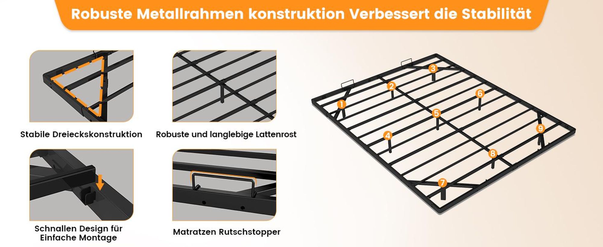 COMHOMA Bettrahmen Metallbett Gästebett Bettgestell aus Metall, mit LED & Steckdosen, Jugendbett 90x200, App & Fernbedienung, stabile Konstruktion