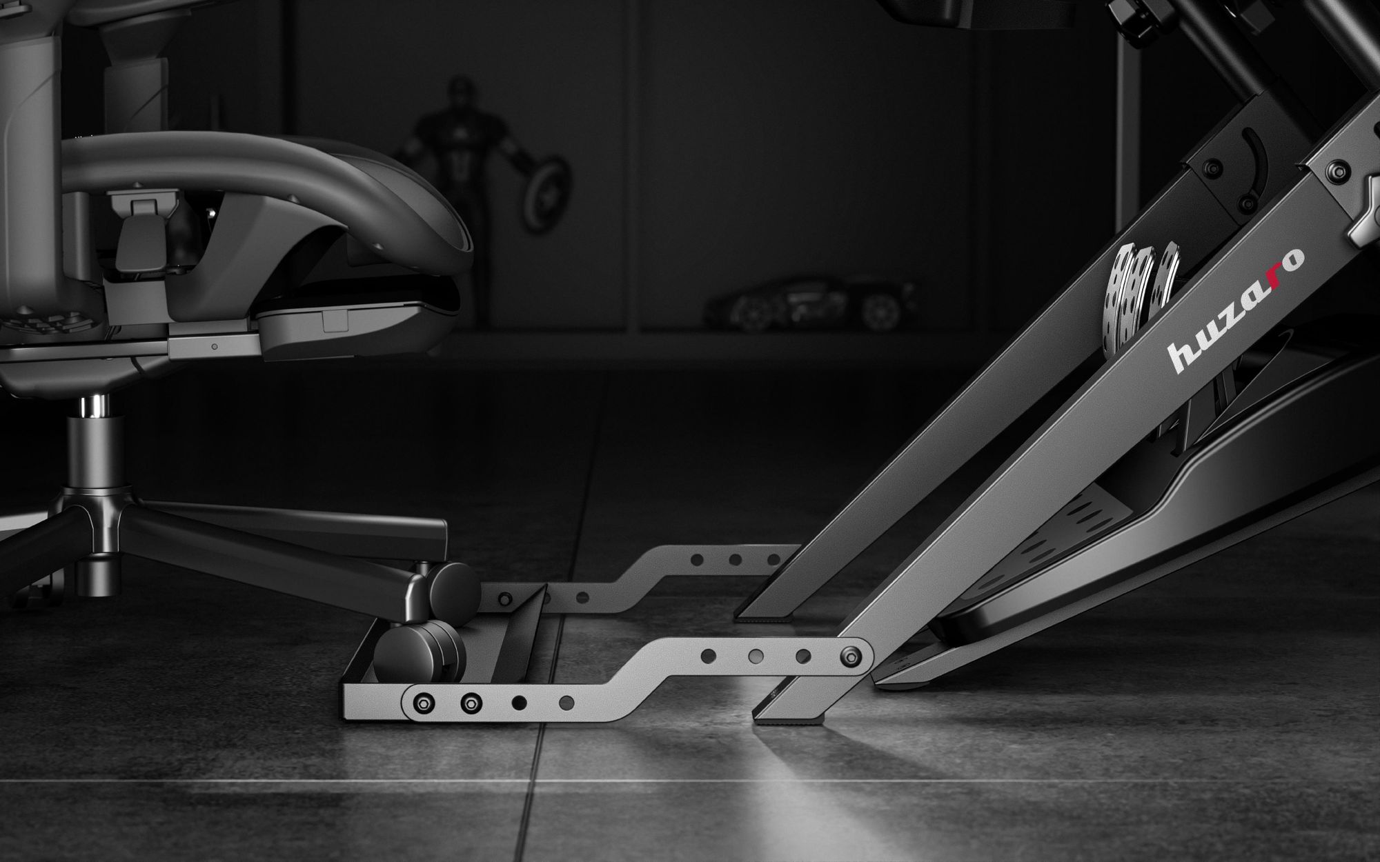 Huzaro Speed 4.0 Lenkradständer für Logitech, Thrustmaster, Fanatec, MOZA, Simagic – Höhenverstellbar, klappbar, mit Schalthebelhalterung