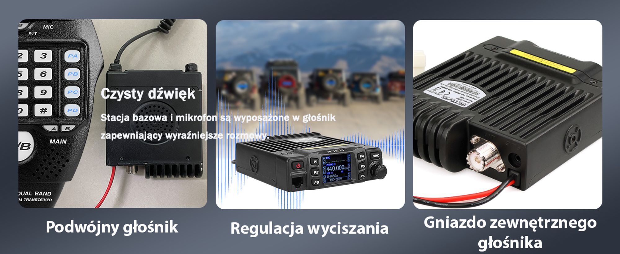 Retevis RT95 Mini urządzenie mobilne Dwuzakresowe radio amatorskie 200 kanałów 5W/15W/25W DTMF 5-tonowy nadajnik samochodowy (czarny)