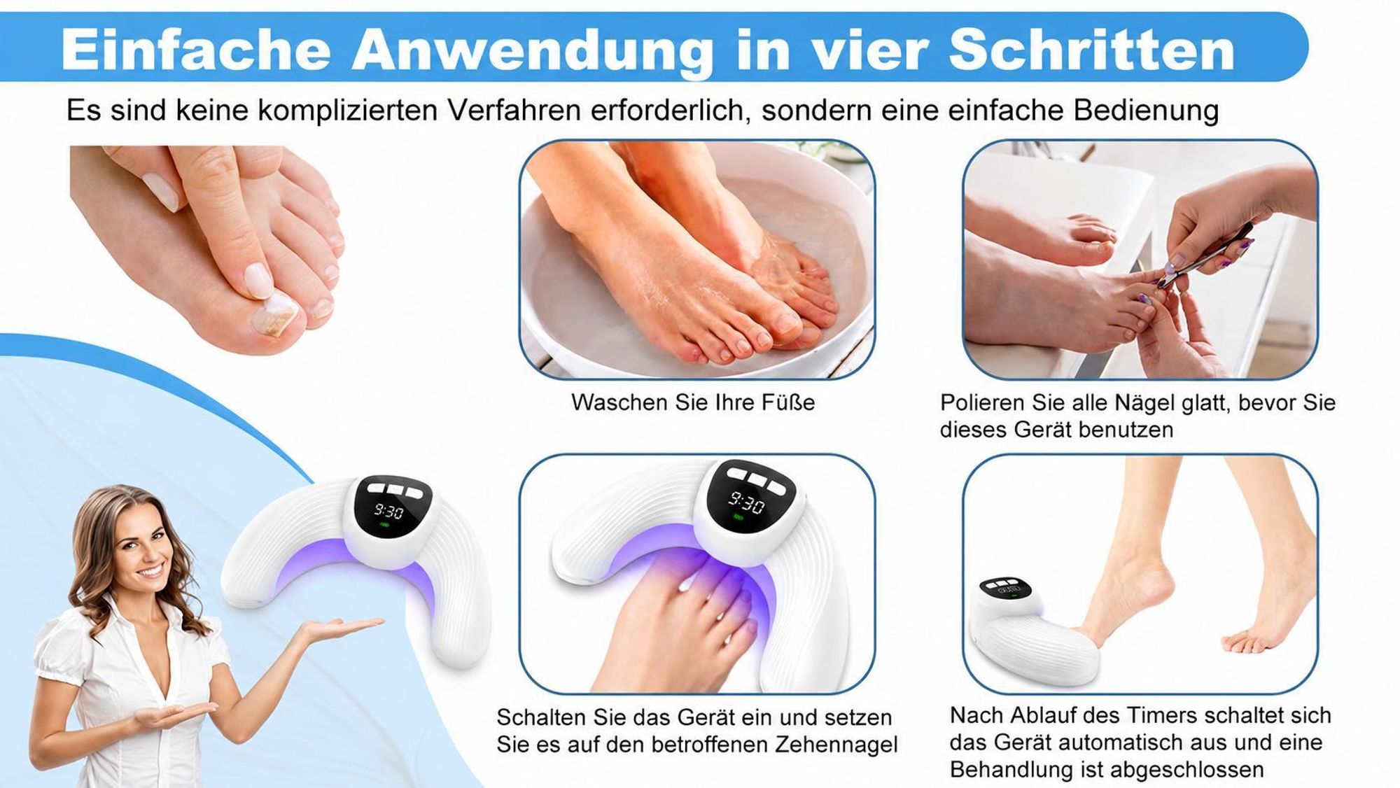 Nagelpilz Laser Gerät,22LED Aufladbar Nagelpilz Laser Behandlungsgerät,22LED 470-930mmHocheffizientes Nagelpilz Kaltlasertherapie für Finger &Fußnägel