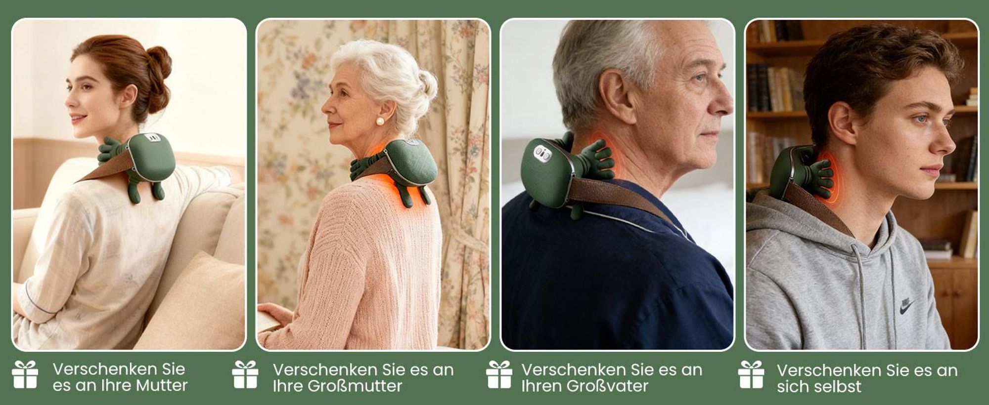 Schulter und Nackenmassagegerät, tragbares beheiztes Massagegerät, Rückenmassagegerät, 4D-Knetmassagegerät, simuliert eine echte Handfläche zur