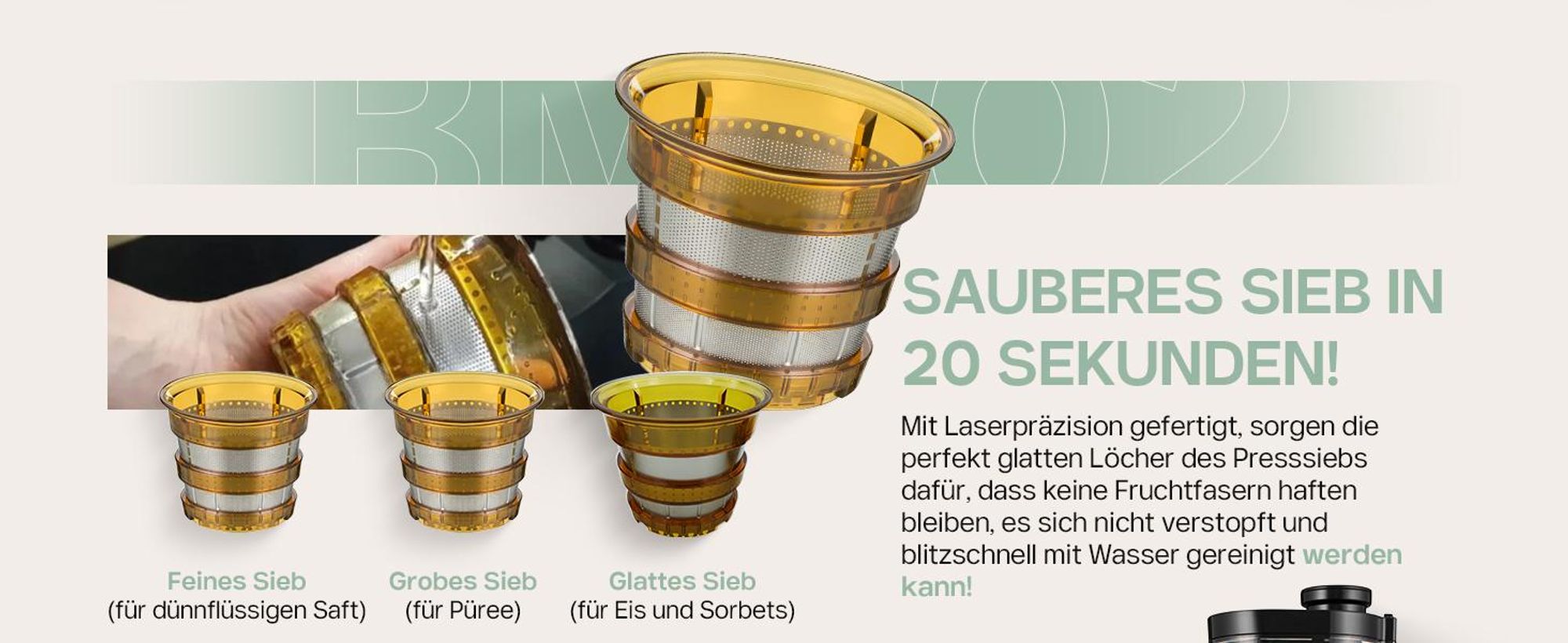 4Swiss Entsafter | Slow Juicer BM202 | Entsafter, Saftpresse, Kaltpressung | 40 U/Min, Ultem-Schnecke, XXL-Einfüllschacht, Leise, BPA-frei