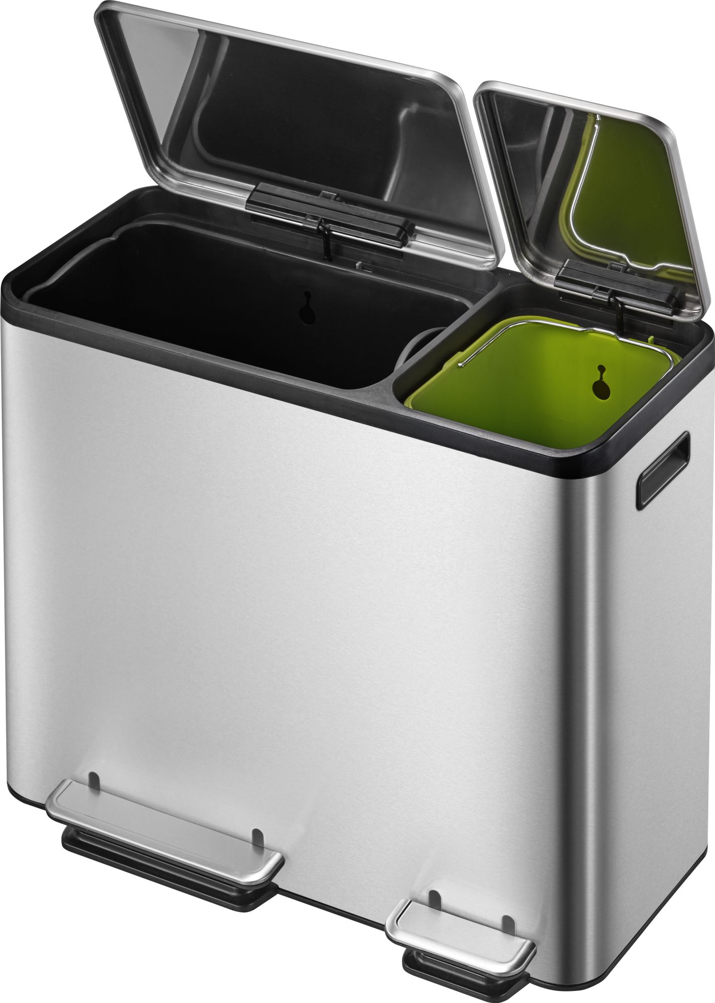 EKO - EcoCasa Recycler Treteimer 30+15 Liter - Stainless steel Plastic  - Matt Edelstahl