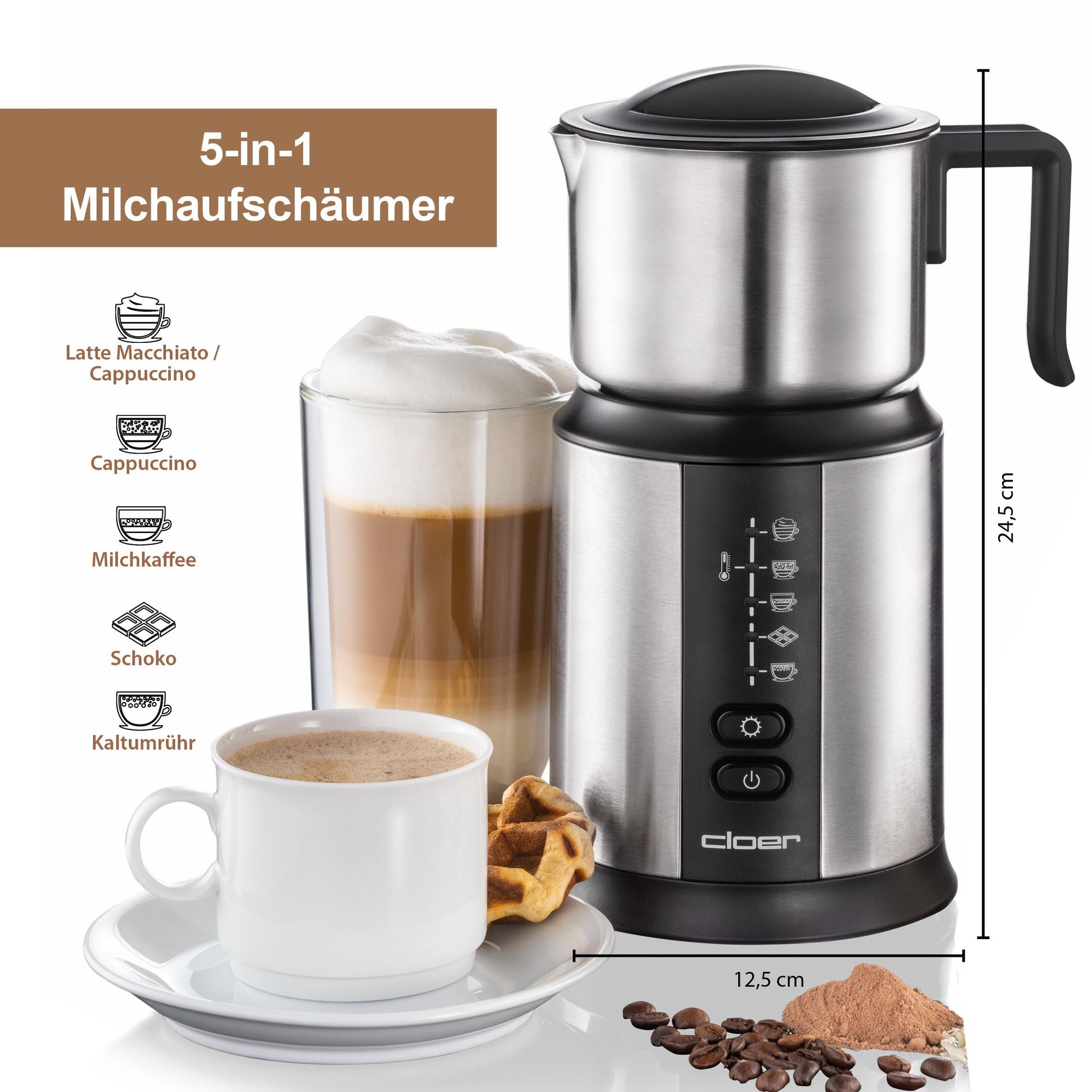 Cloer 7789, Automatic milk frother/warmer, Edelstahl, Edelstahl, Edelstahl, AC, 220-240 Hz