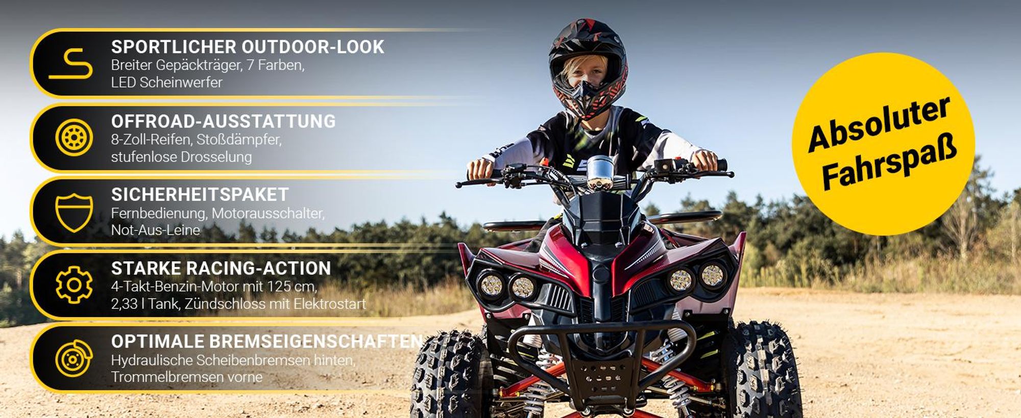 Actionbikes Motors Benzin Jugendquad S-10 | 125 ccm - Offroad Quad - ATV - Jugend Fahrzeug - Midi Quad - Pitbike - Pocketquad (lackiert Camouflage)