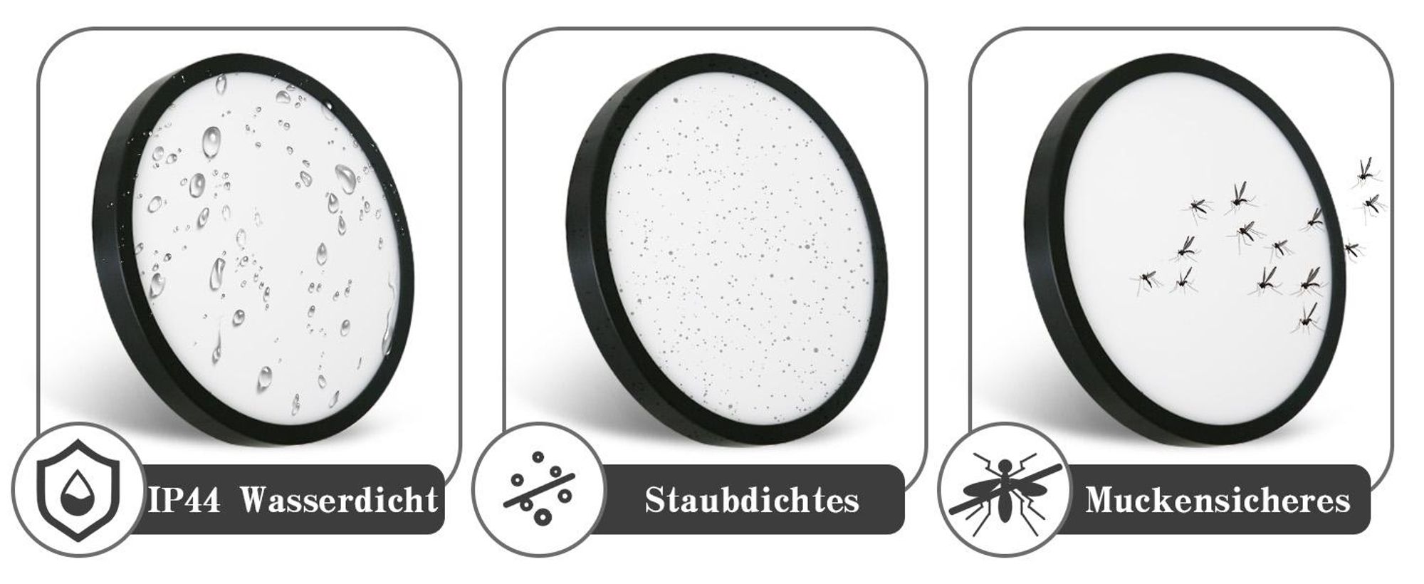 ZMH LED plafondlamp, zwart, plat model, 8W, 3000K (warm wit), 17cm. Kleine plafondverlichting voor keuken en hal