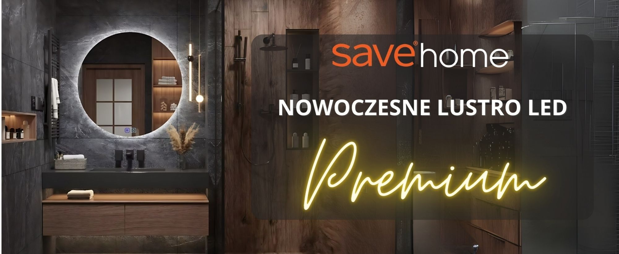 SAVE ®HOME Okrągłe lustro łazienkowe LED - 80 cm - PODŚWIETLANE - 3 BARWY ŚWIATŁA - ŚCIEMNIALNE - BEZ PARY - DOTYKOWE - LUSTRO ŚCIENNE