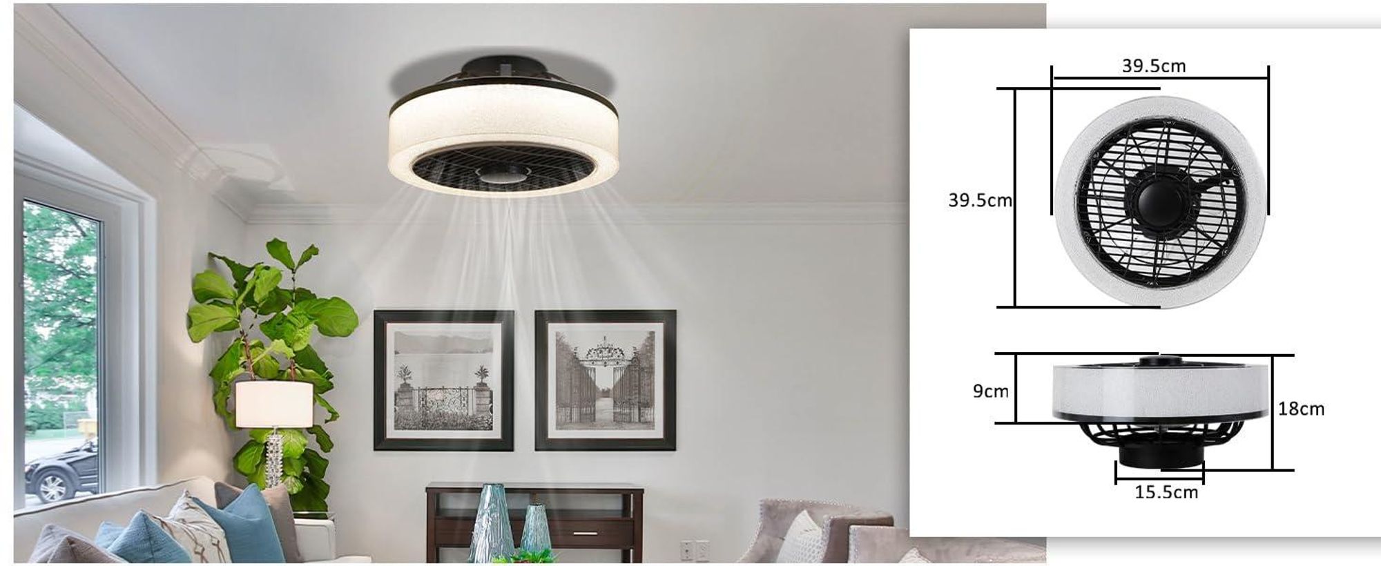ZMH LED Deckenventilator mit Beleuchtung Modern Groß Deckenlampe Fan Leise Fernbedienung Timing Dimmbar Deckenleuchte für Schlafzimmer  Küche