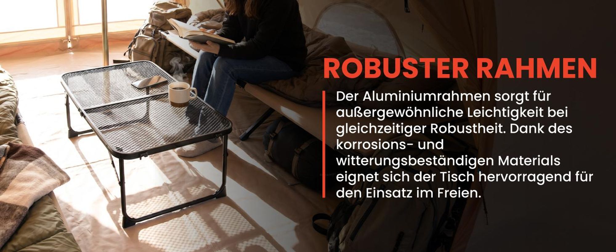 Campingtisch Klapptisch in Aluminium Gartentisch FLIP 60*40cm mit Koffer Schwarz