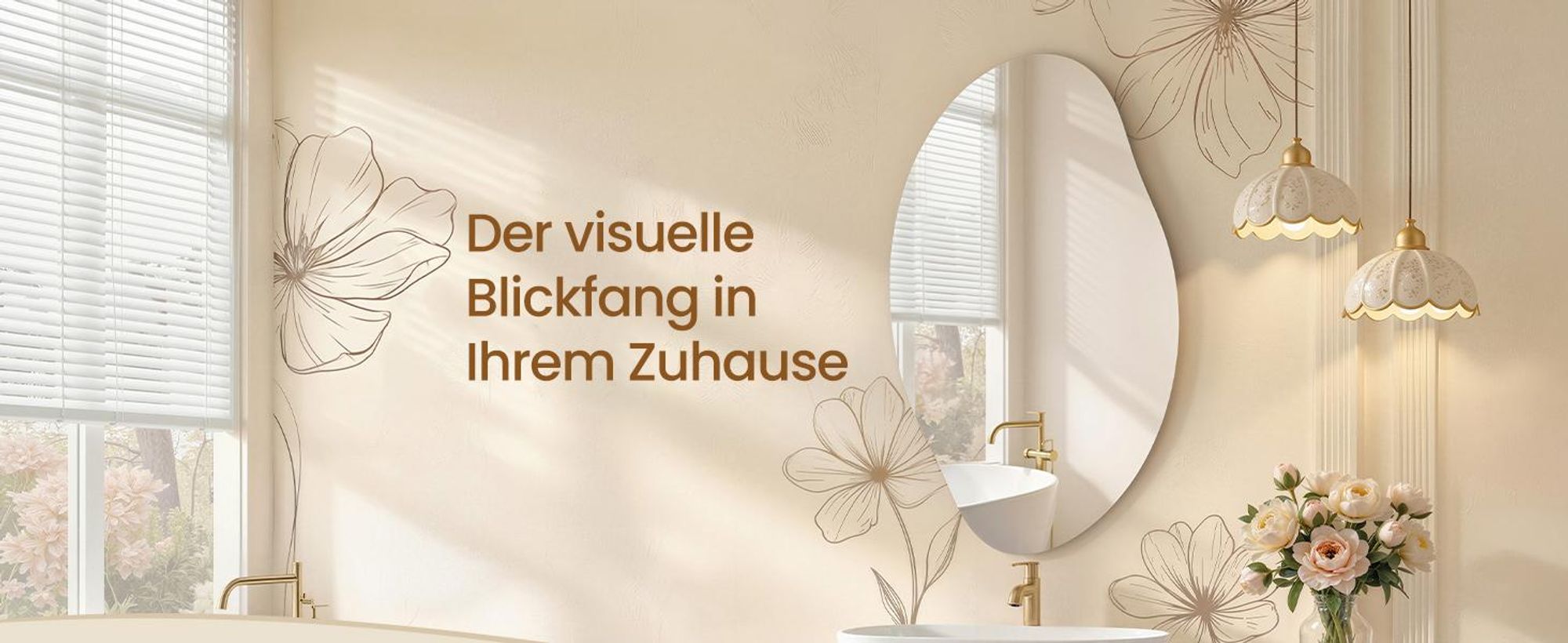 SONGMICS Wandspiegel, rahmenloser Spiegel in Blütenblattform, asymmetrisch, für Bade-, Schlafzimmer, Flur, 85 x 50 cm