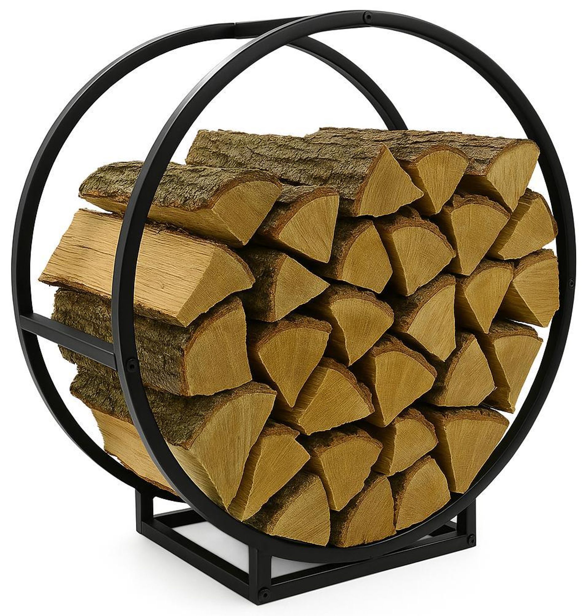 Kaminholzständer Ø52 cm rund – Holzkorb Kaminholzregal Metall schwarz – Holzhalter Stapelhilfe Kaminofen – stabil, dekorativ, einfache Montage