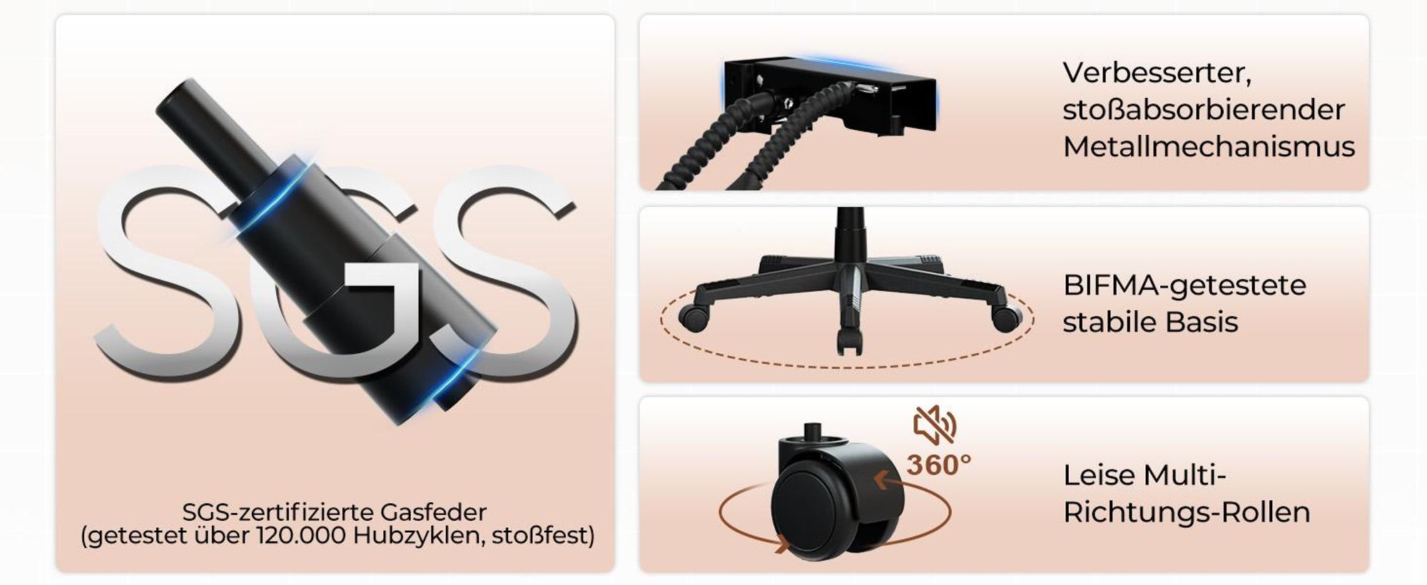 GTPLAYER Gaming Stuhl Ergonomischer Gaming Sessel Schreibtischstuhl Bürostuhl mit Stoffoberfläche Federsitzkissen, Verbindungsarmlehnen, mit Fußstütze