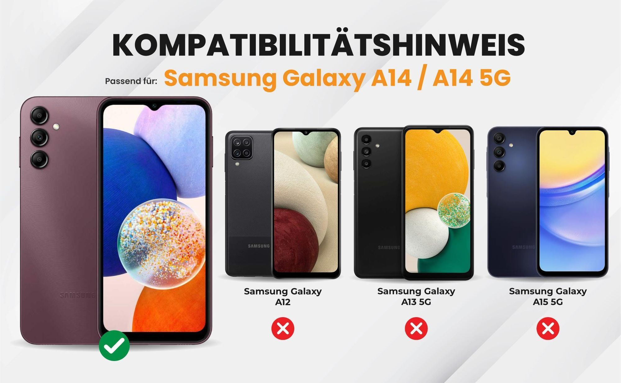 Kompatibilitätshinweise Hülle für Samsung Galaxy A14 / A14 5G