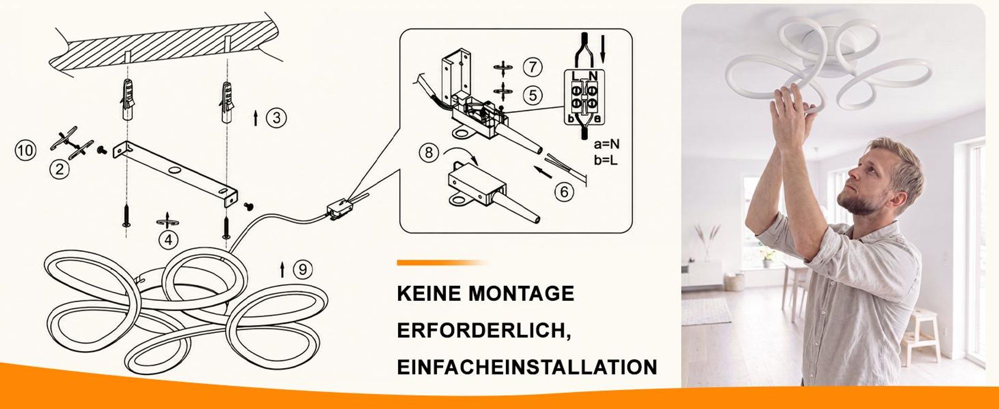 ZMH Deckenlampe Wohnzimmer LED Deckenleuchte 24W 3000K Küchenlampe Weiß Modern Blume Design Wohnzimmerlampe für Schlafzimmer Büro Küche Flur