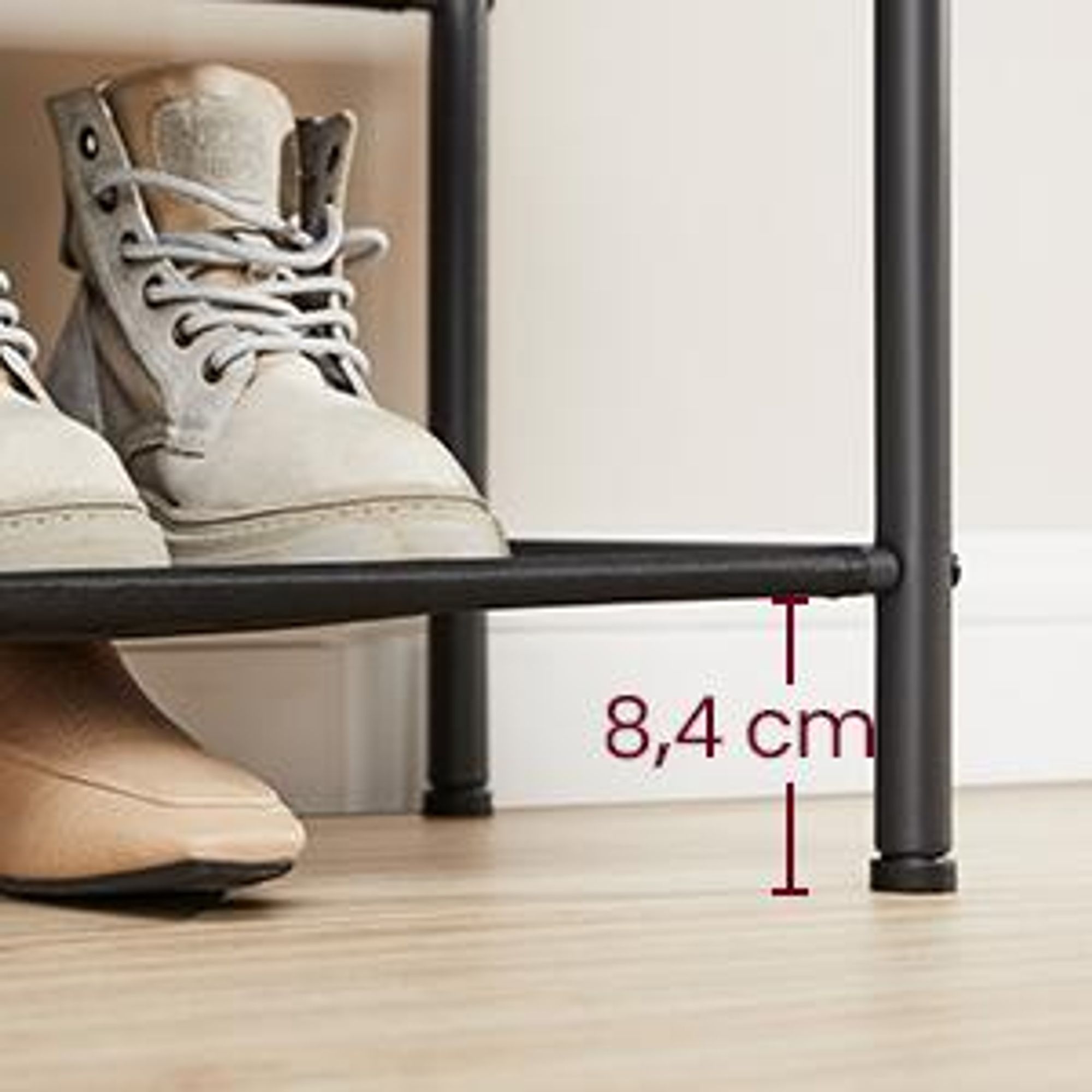 VASAGLE Schuhregal mit 4 Ebenen große Oberfläche für Taschen Schuhablage vintage