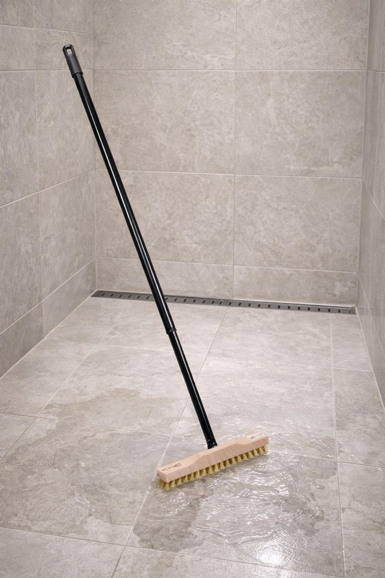 BawiTec Wischer-Schrubber 28cm ppn Teleskopstiel Rheinischer Wischer Stiel Haushaltschrubber mit Metallstiel ausziehbar Teleskopstange Holzschrubber