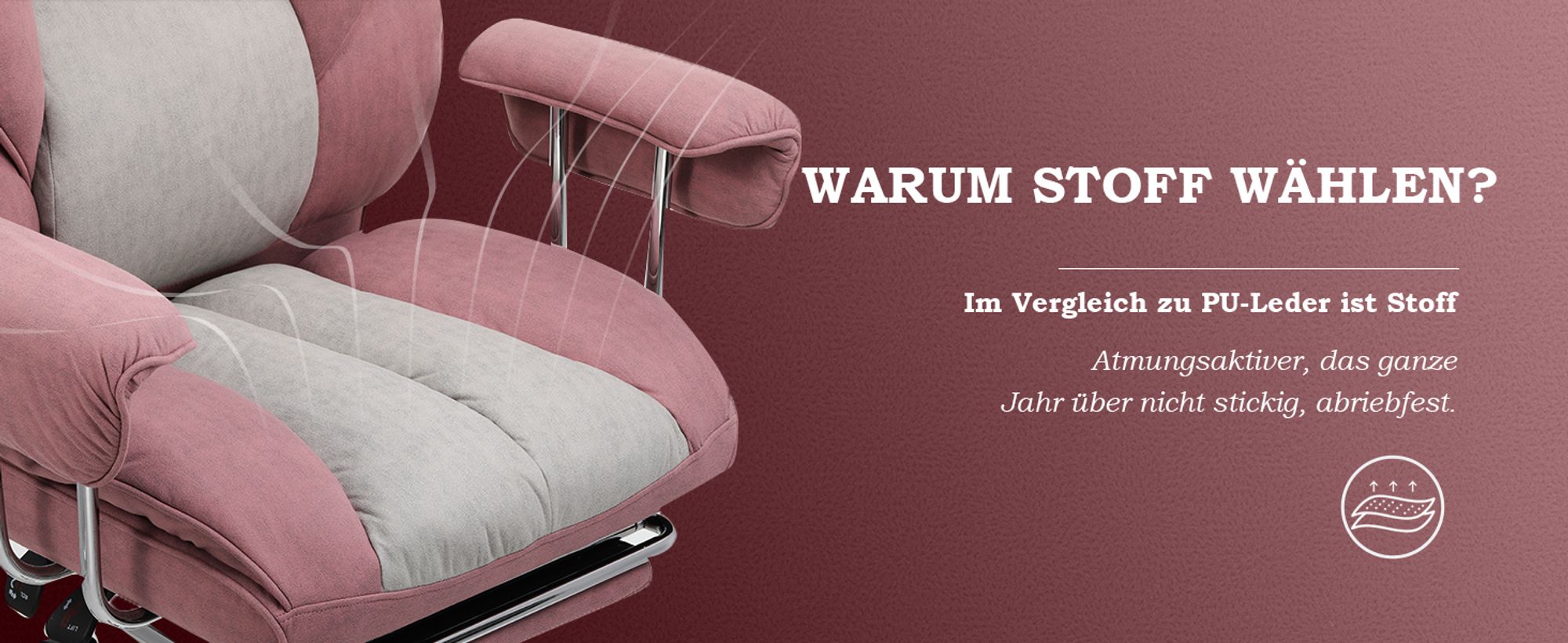 COMHOMA Bürostuhl Gaming Stuhl, Gamer Stuhl, Ergonomischer Bürostuhl Stoffoberfläche mit Fußstütze, höhenverstellbar, Schreibtischstuhl, Chefsessel, rosa-stoff
