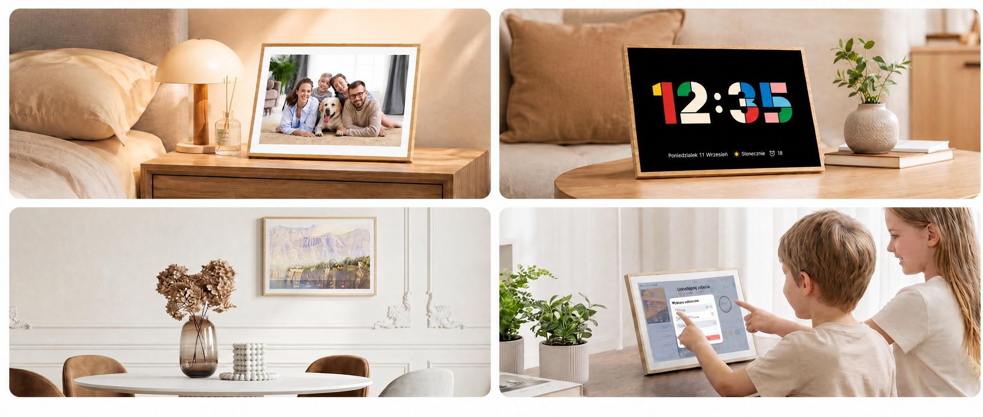 2026 NEU! Blackview NEST 10, cyfrowy kalendarz i ramka na zdjęcia o przekątnej 10,1 cala, z dotykowym ekranem, Wi-Fi, rozdzielczości 1280x800, formacie 16:10, funkcją udostępniania zdjęć, zabezpieczeniem dla dzieci i wzorem imitującym drewno