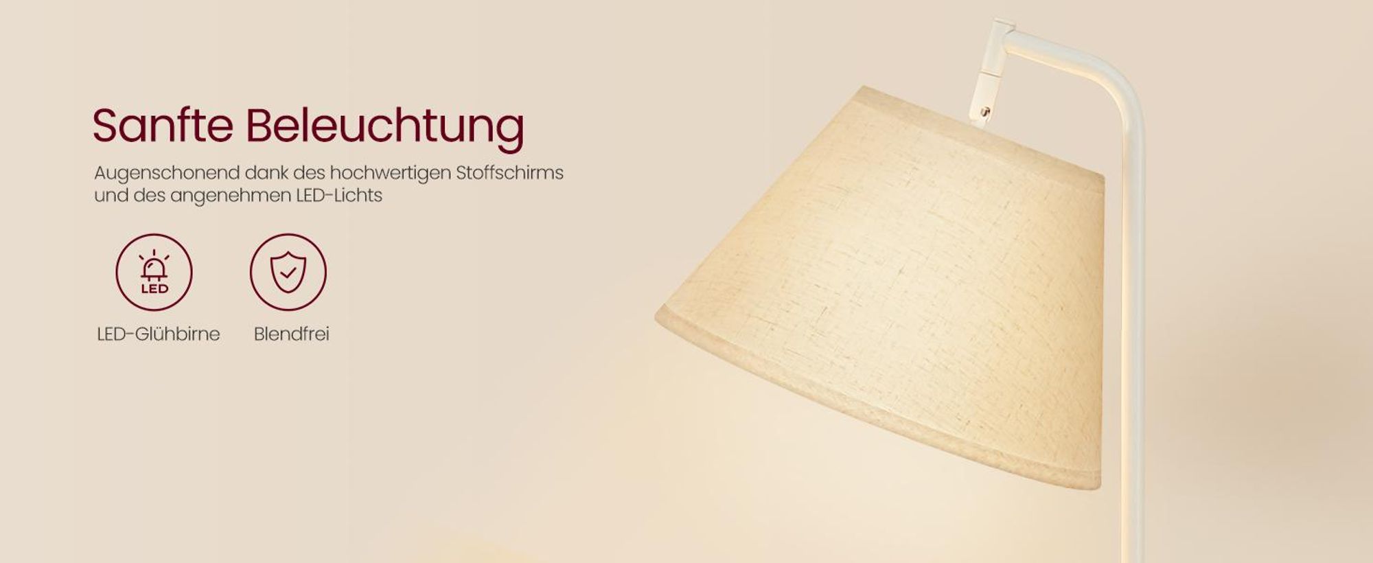 VASAGLE Beistelltisch mit Lampe, 3-in-1, Stehlampe mit Tisch und Korb aus Stoff, LED-Glühbirne, Licht und Lampenschirm einstellbar