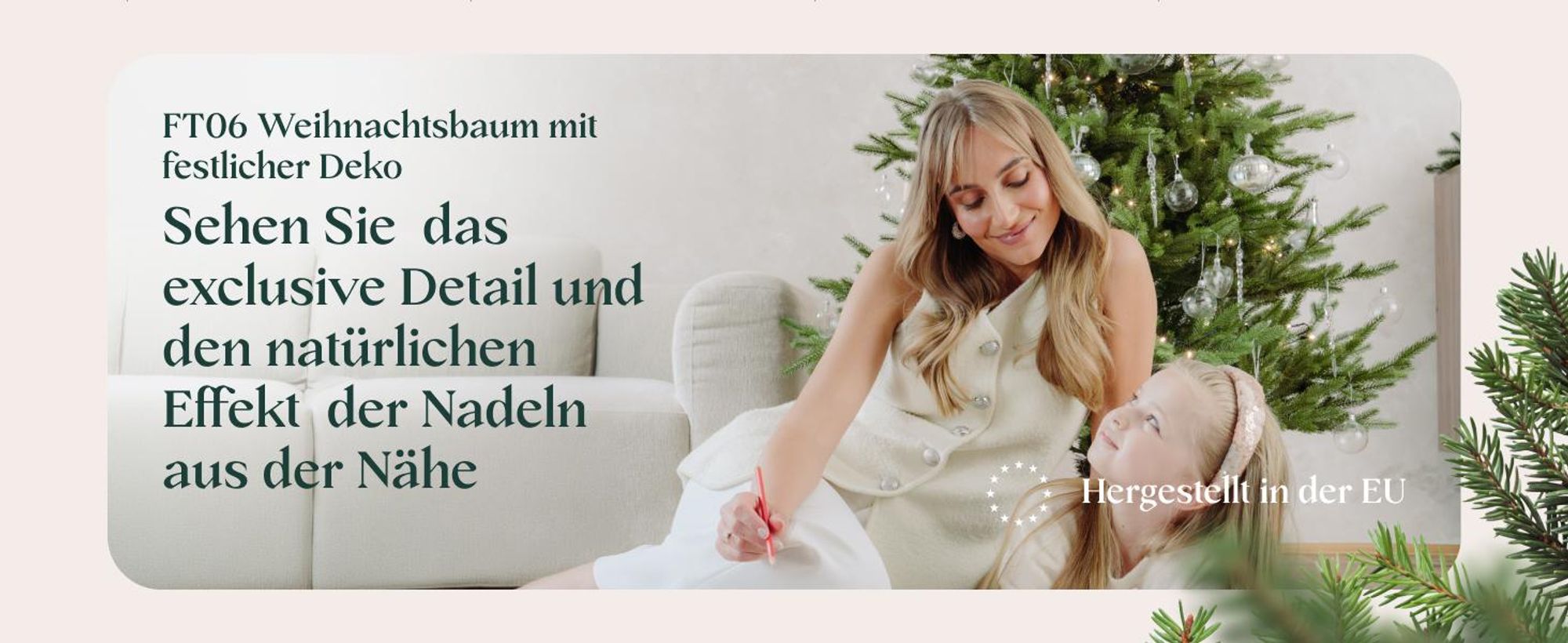 FAIRYTREES Weihnachtsbaum künstlich 180cm Nordmanntanne Exklusiv 100% PE | Tannenbaum Holzständer | EU | Christbaum künstlich mit Naturgetreue Spritzguss Elemente