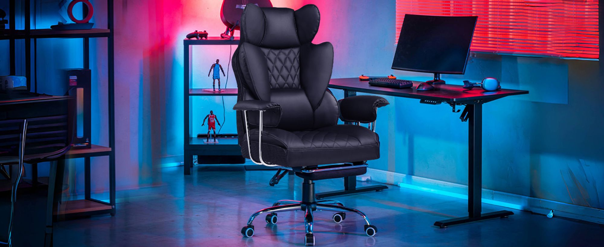 GTPLAYER Gaming Stuhl, Gamer Stuhl, Ergonomischer Bürostuhl mit Fußstütze verstellbare Lenden und Kopfkissen, Gaming Chair Gepolstert, Gaming Sessel