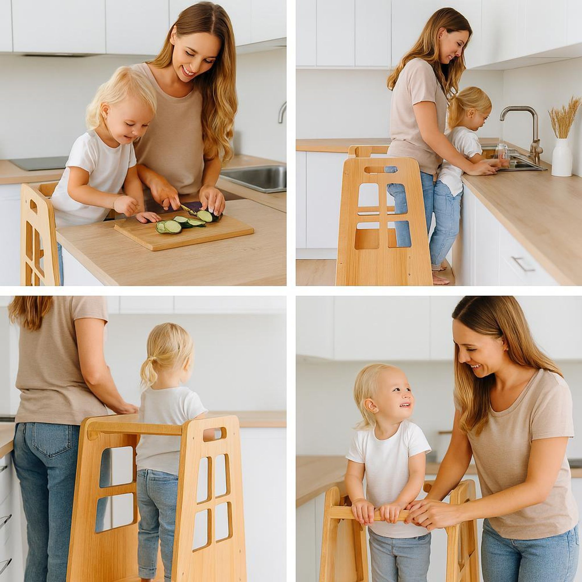 Babylike Montessori Lernturm für Kinder | Learning Tower ab 1 Jahr | Lernstuhl | Tritthocker